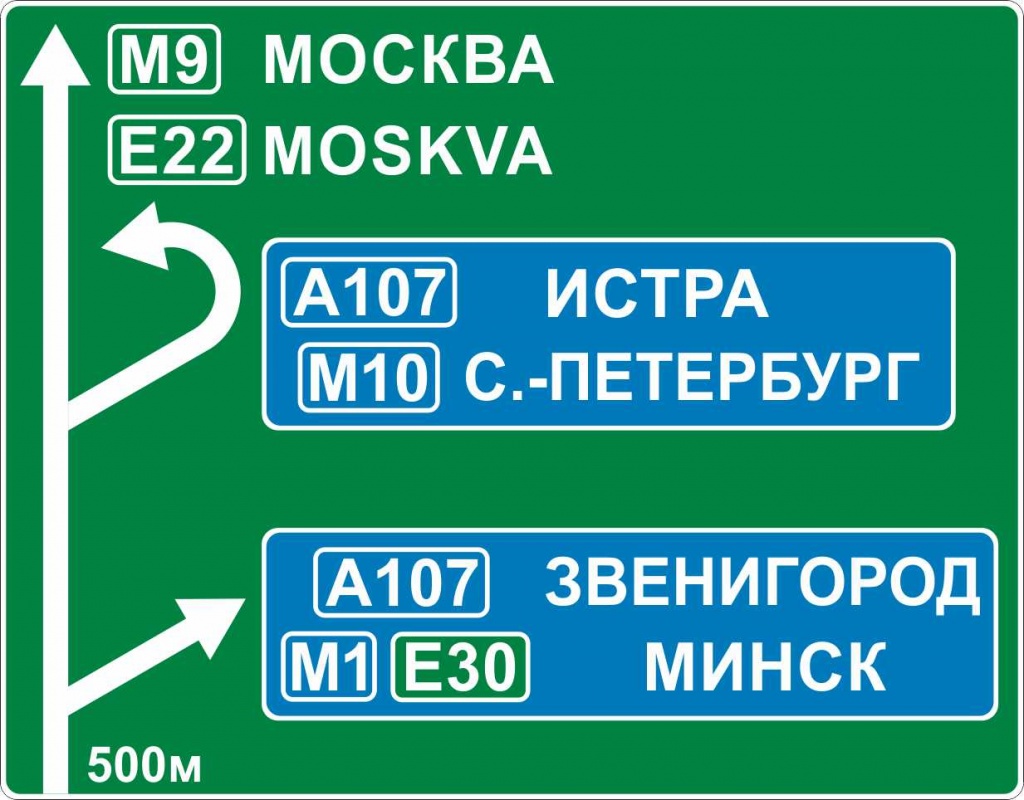 Знаки индивидуального проектирования для автомобильной дороги М 11